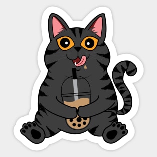 I Love Boba Cat | Grey Tabby Sticker